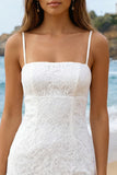 Koronkowa Kości Słoniowa Spaghetti Straps Body-Mini-Sukienka Graduation