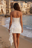 Tiulowa Ivory Sweetheart Mini Sukienka Graduation z falbanami