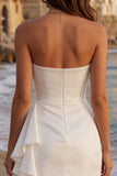 Tiulowa Ivory Sweetheart Mini Sukienka Graduation z falbanami