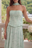 Sukienka midi bez ramiączek w kolorze Dusty Sage Chiffon A-Line