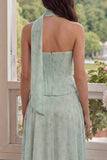 Sukienka midi bez ramiączek w kolorze Dusty Sage Chiffon A-Line