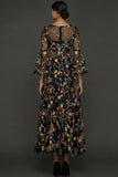 Mauve Floral A Line Haftowana suknia na bal