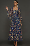 Mauve Floral A Line Haftowana suknia na bal