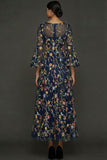 Mauve Floral A Line Haftowana suknia na bal
