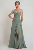 Dusty Sage Sweetheart A Line Marched Chiffon Mother of the Brides Dress z rozcięciem