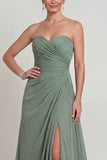 Dusty Sage Sweetheart A Line Marched Chiffon Mother of the Brides Dress z rozcięciem
