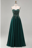 Sweetheart A A Dark Green Long Mother of the Brides Dress z aplikacjami