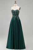 Sweetheart A A Dark Green Long Mother of the Brides Dress z aplikacjami