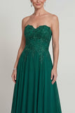 Sweetheart A A Dark Green Long Mother of the Brides Dress z aplikacjami