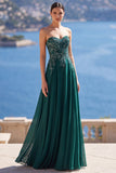Sweetheart A A Dark Green Long Mother of the Brides Dress z aplikacjami