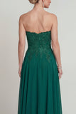 Sweetheart A A Dark Green Long Mother of the Brides Dress z aplikacjami