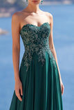 Sweetheart A A Dark Green Long Mother of the Brides Dress z aplikacjami