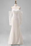 Ivory Sweetheart Mermaid Sweep Train Wedding Dress z koronką