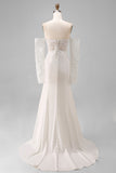 Ivory Sweetheart Mermaid Sweep Train Wedding Dress z koronką