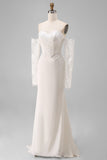 Ivory Sweetheart Mermaid Sweep Train Wedding Dress z koronką