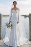 Ivory Sweetheart Mermaid Sweep Train Wedding Dress z koronką