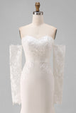 Ivory Sweetheart Mermaid Sweep Train Wedding Dress z koronką