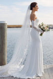 Ivory Sweetheart Mermaid Sweep Train Wedding Dress z koronką