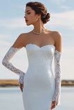 Ivory Sweetheart Mermaid Sweep Train Wedding Dress z koronką