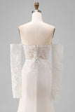 Ivory Sweetheart Mermaid Sweep Train Wedding Dress z koronką
