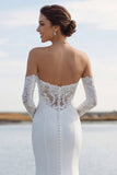 Ivory Sweetheart Mermaid Sweep Train Wedding Dress z koronką
