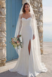 Ivory Mermiad Marched Spaghetti Strips Sweep Train Wedding Dress z rozcięciem