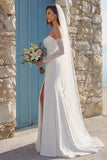 Ivory Mermiad Marched Spaghetti Strips Sweep Train Wedding Dress z rozcięciem