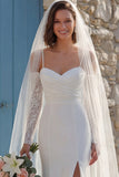 Ivory Mermiad Marched Spaghetti Strips Sweep Train Wedding Dress z rozcięciem