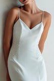 Słoniowa Spaghetti Straps Syrena Sweep Train Wedding Dress z koronką