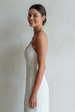 Słoniowa Spaghetti Straps Syrena Sweep Train Wedding Dress z koronką