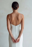 Słoniowa Spaghetti Straps Syrena Sweep Train Wedding Dress z koronką