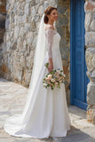 Ivory A Line Off The Shoulder Sweep Train Boho Wedding Dress z rozcięciem