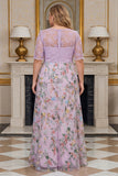 Filiowa Floral A Line z haftem w rozmiarze plus size Sukienka matki panny młodej z półrękawami