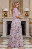 Filiowa Floral A Line z haftem w rozmiarze plus size Sukienka matki panny młodej z półrękawami