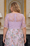 Filiowa Floral A Line z haftem w rozmiarze plus size Sukienka matki panny młodej z półrękawami