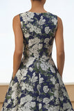 Sukienka midi w stylu A Line Flower Pattern z kieszeniami