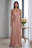 Długa, formalna sukienka z plisowaniem w kształcie Dusty Rose w kolorze V