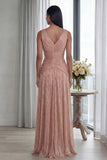 Długa, formalna sukienka z plisowaniem w kształcie Dusty Rose w kolorze V