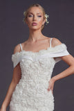Bodycon White Cold Shoulder Short Wedding Dress z kwiatami 3D