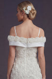 Bodycon White Cold Shoulder Short Wedding Dress z kwiatami 3D