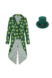 Retro zielona kurtka smokingowa Shamrock Slim Fit z kapeluszem