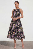 Sukienka A Line Spaghetti Straps Midi w multikwiatowy wzór