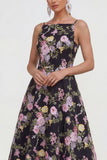 Sukienka A Line Spaghetti Straps Midi w multikwiatowy wzór