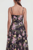 Sukienka A Line Spaghetti Straps Midi w multikwiatowy wzór