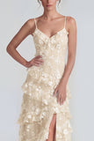 Sukienka maxi z falbanami i falbanami Shearh Lilac Floral Spaghetti