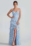 Sukienka maxi z falbanami i falbanami Shearh Lilac Floral Spaghetti