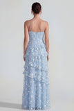 Sukienka maxi z falbanami i falbanami Shearh Lilac Floral Spaghetti