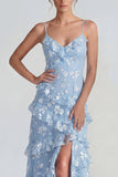Sukienka maxi z falbanami i falbanami Shearh Lilac Floral Spaghetti