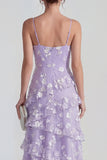 Sukienka maxi z falbanami i falbanami Shearh Lilac Floral Spaghetti