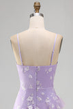 Sukienka maxi z falbanami i falbanami Shearh Lilac Floral Spaghetti